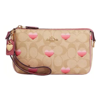 COACH Nolita Artificial Leather Pochette, Shoulder Bag, Clutch, Wrist Bag Small Size Women's Brown & Pink