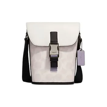 COACH Track Cow Leather Messenger Bag Shoulder Bag Crossbody Bag Small Size Men's White