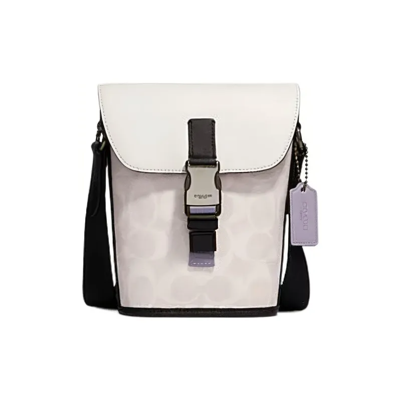 COACH Track Cow Leather Messenger Bag Shoulder Bag Crossbody Bag Small Size Men's White-0