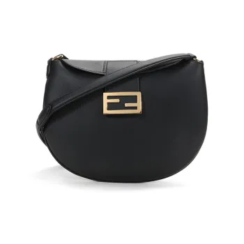 FENDI Leather Croissant Bag, Shoulder Bag, Crescent Bag, Shoulder Bag Women's Black