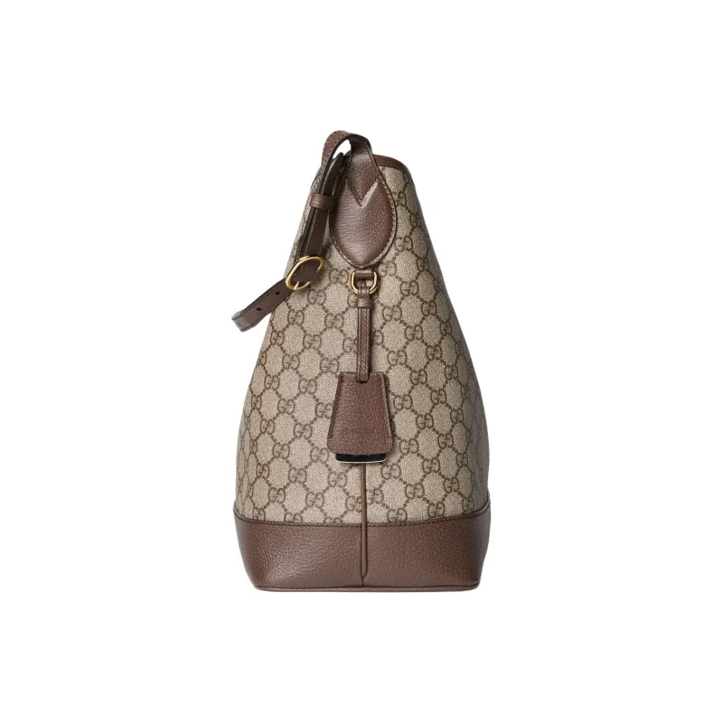 GUCCI Ophidia With Leather Bucket Bag, Shoulder Bag Women's Beige & Ebony-2