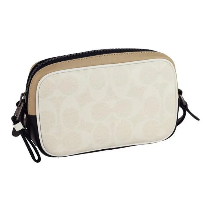 COACH Edge Canvas With Leather Camera Bag Shoulder Bag Crossbody Bag Mini Unisex White-3