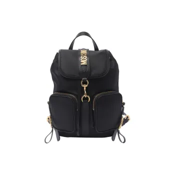 MOSCHINO Logo-Plaque Foldover-Top Backpack