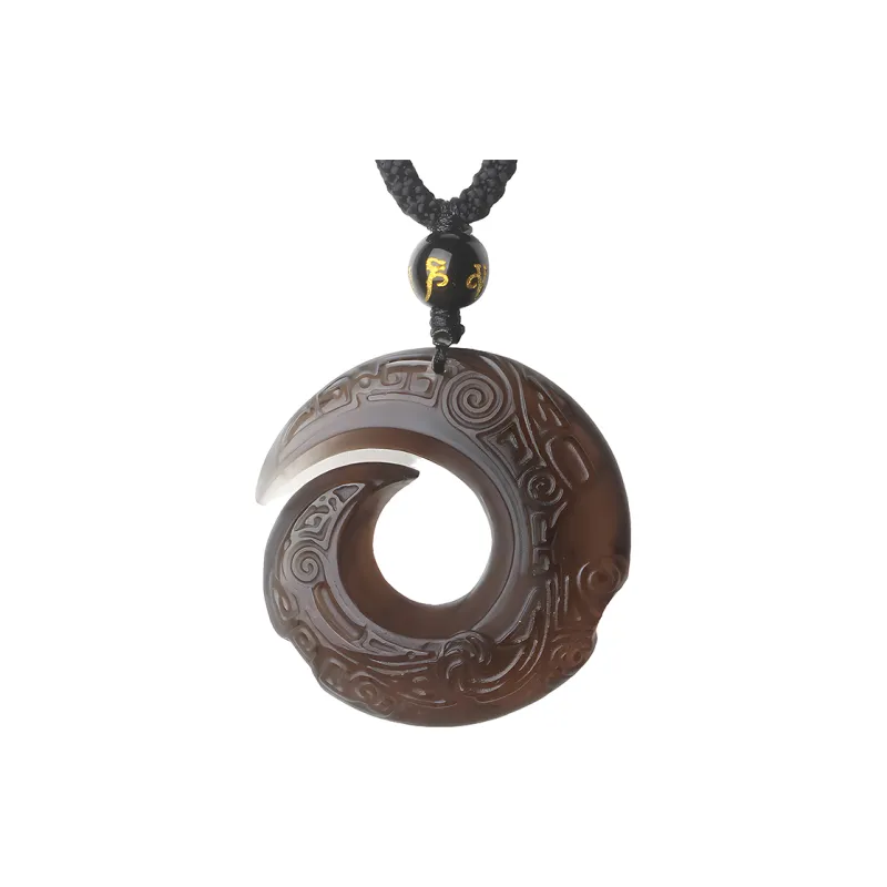 Reiki Obsidian Jade Necklaces Unisex-4