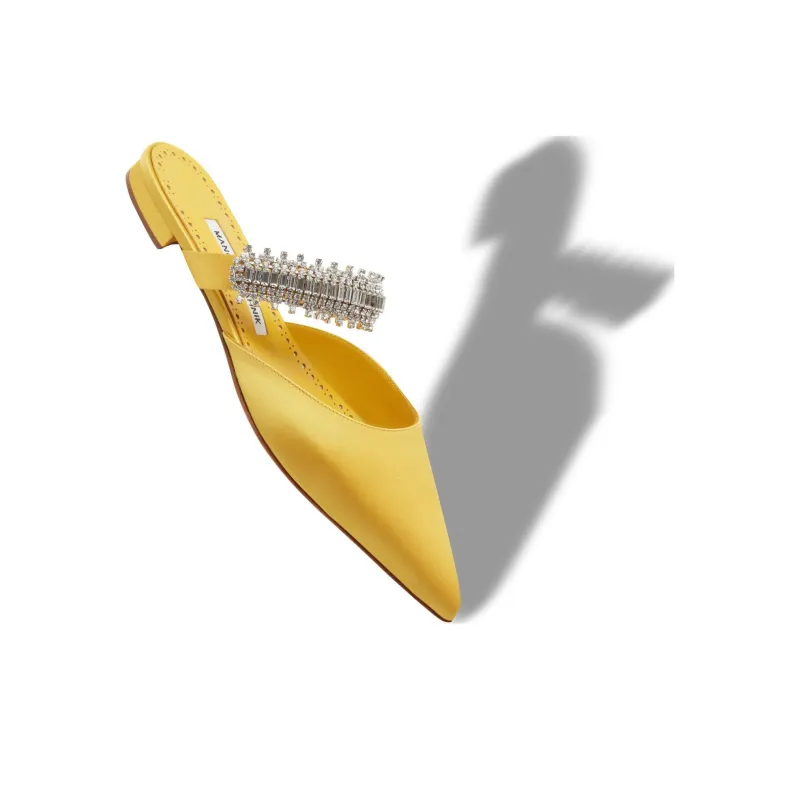 MANOLO BLAHNIK Wrap-toe Slippers Women's Yellow-3