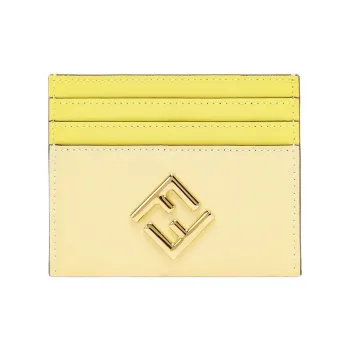FENDI FF Diamonds Series Leather Card Holder Women's Yellow