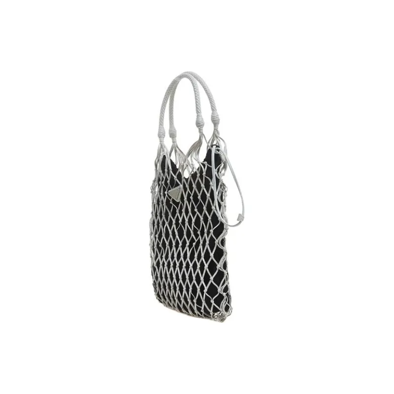 PRADA Nylon And Leather Handbag Women's White & Black-1