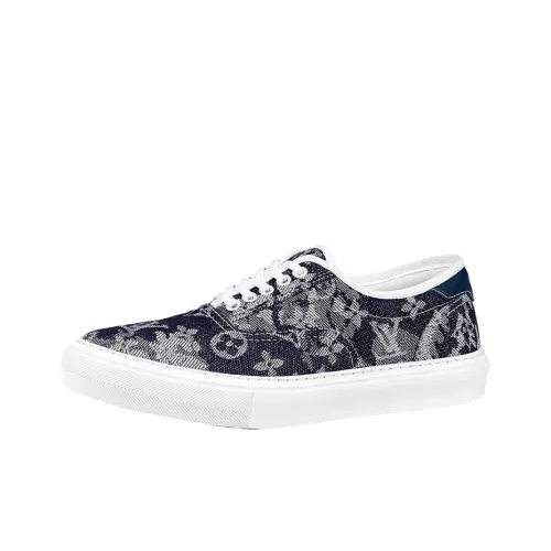 LOUIS VUITTON Trocadero Canvas Shoes Men Low-Top Blue