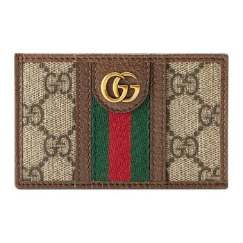 GUCCI Ophidia Canvas With Leather Card Clip Card Holder Regular Unisex Ebony/Brown