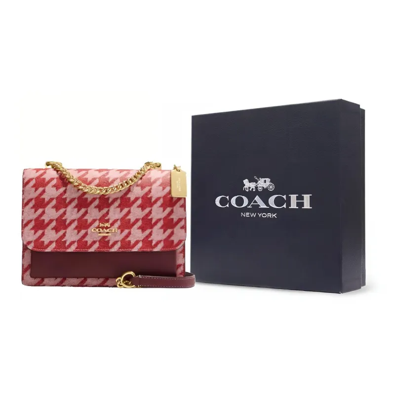 COACH Klare Leather Square Bag Handbag, Shoulder Bag Women's Red-4