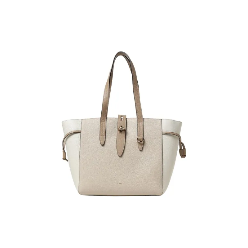 Furla Net Collection Grain Leather Tote Bag, Shopping Bag, Shoulder Bag, Handbag Trumpets Women's Light Umber/White-1