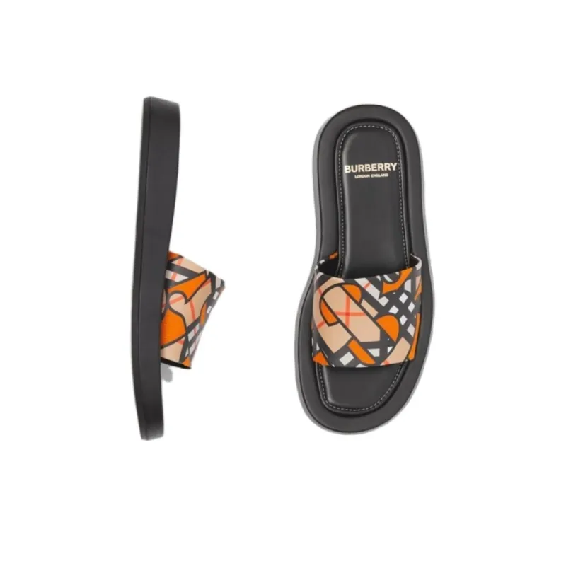 Burberry Monogram Quiet Slide Slippers Women's Bright Orange-2