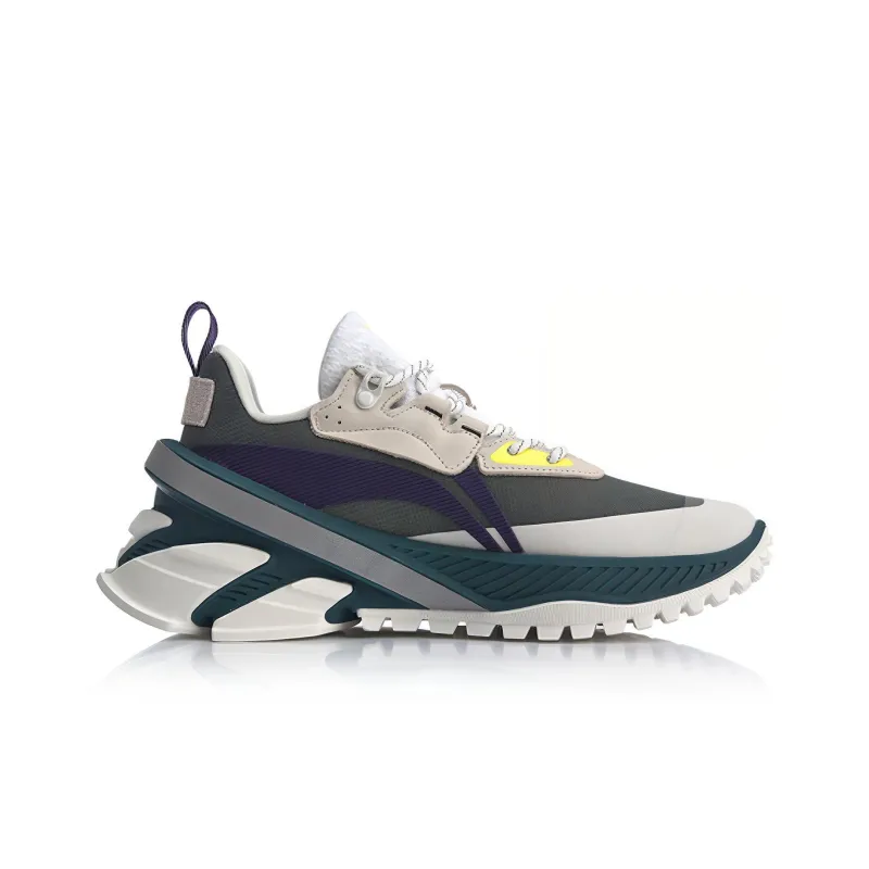 LiNing Non slip Lightweight Low Top Running Shoes Men's Brown Purple Green-1