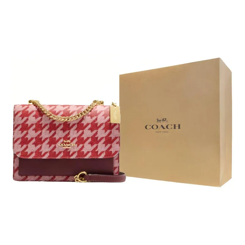 COACH Klare Leather Square Bag Handbag, Shoulder Bag Women's Red-6
