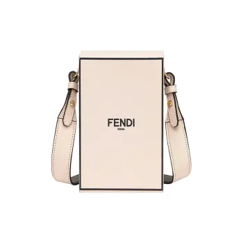 FENDI Calfskin Box Bag, Cell Phone Pouch, Shoulder Bag, Crossbody Bag Women's Light Pink