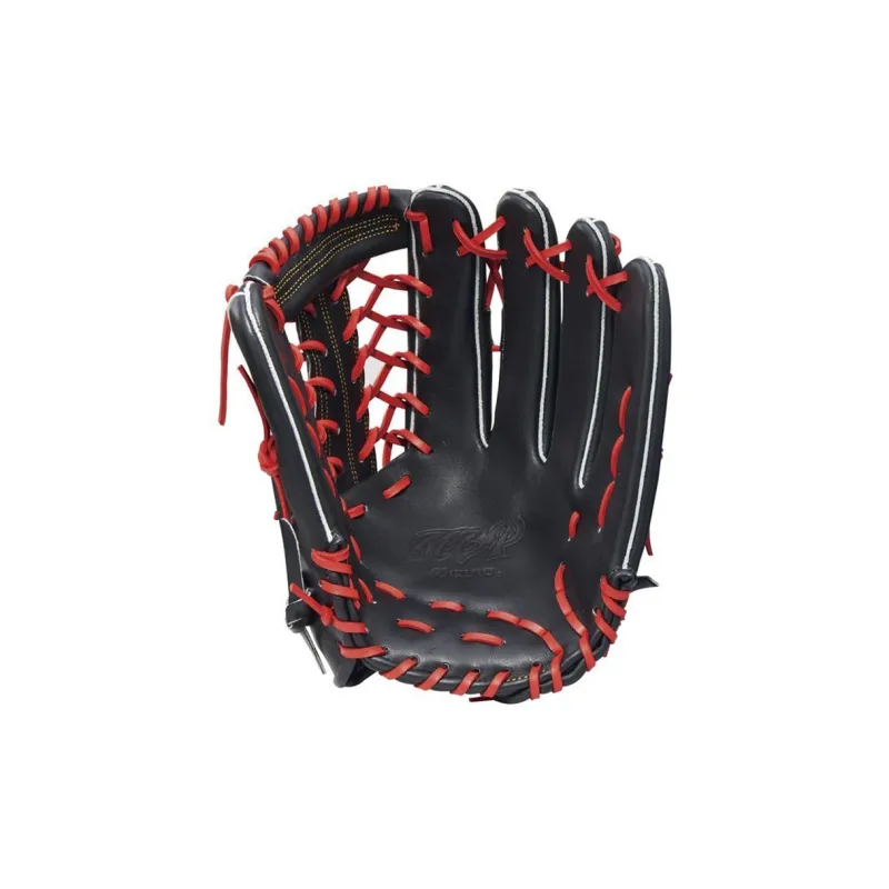 Mizuno Baseball Gloves Catcher's Glove Top Grain Cow Leather Unisex Black Red-2