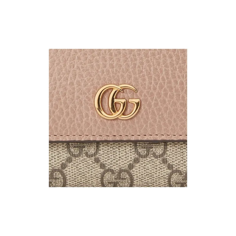 GUCCI Canvas With Leather Wallet Women's Ebony Beige-4