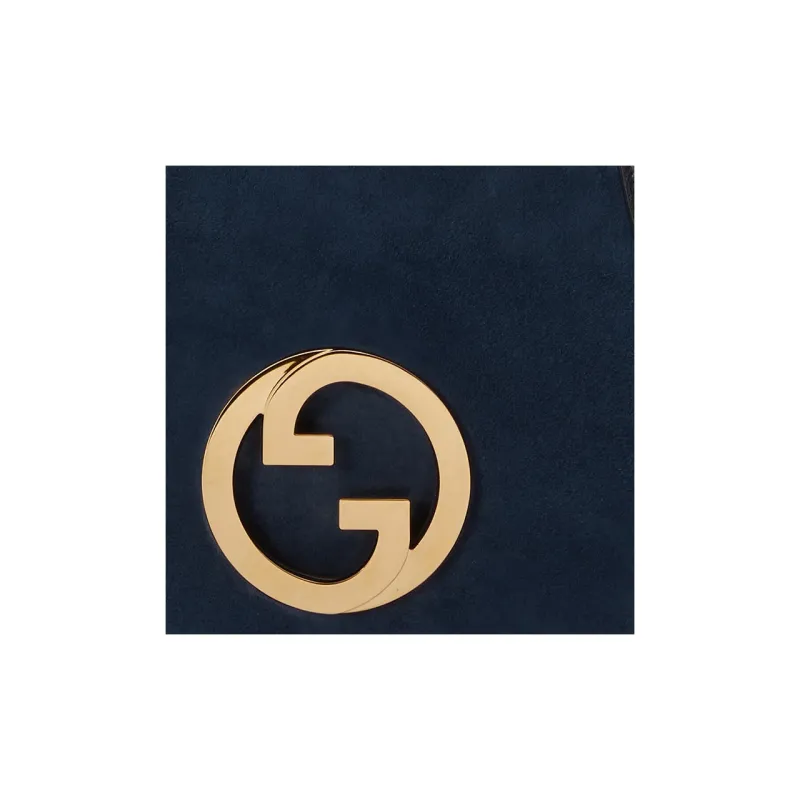 GUCCI Blondie Suede Leather Handbag Shoulder Bag Crossbody Bag Medium Size Women's Dark Blue-2