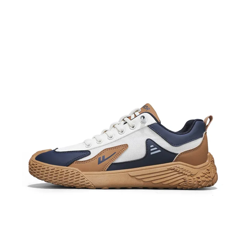 Warrior Durable Lightweight And Breathable Low Top White Sneakers No Lace Up Skateboard Shoes Men's Khaki Beige Blue-0