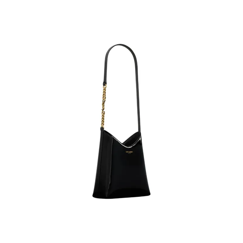 SAINT LAURENT Calfskin Shoulder Bag Hobo Bag Unisex Black-1