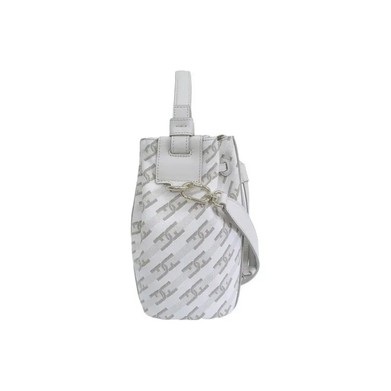 Furla Canvas With Leather Bucket Bags Shoulder Bag Crossbody Bag Unisex Gray White-2