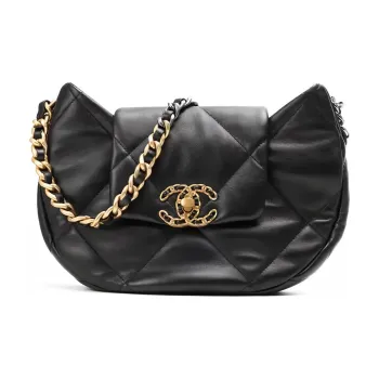 CHANEL 19Bag Leather Handbag Shoulder Bag Women's Black