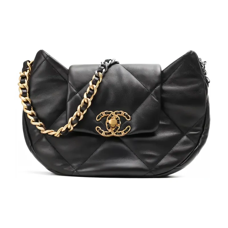 CHANEL 19Bag Leather Handbag, Shoulder Bag Women's Black-0