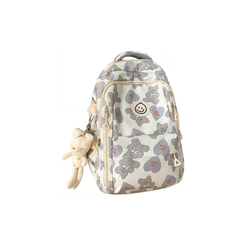 TANGCOOL Nylon Backpack Medium Size Unisex Light Purple/Light Blue/Black/Pink-8