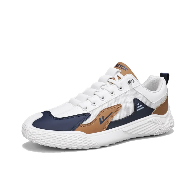 Warrior Durable Lightweight And Breathable Low Top White Sneakers No Lace Up Running Shoes Men's Beige Khaki Blue-1