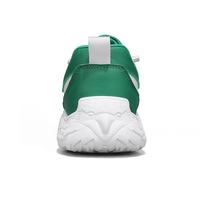Warrior Durable Lightweight And Breathable Low Top White Sneakers No Lace Up Running Shoes Men's Beige Green-3