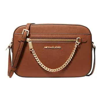 MICHAEL KORS Jet Set Saffiano Leather Shoulder Bag Crossbody Bag Large Size Women's Leather Brown