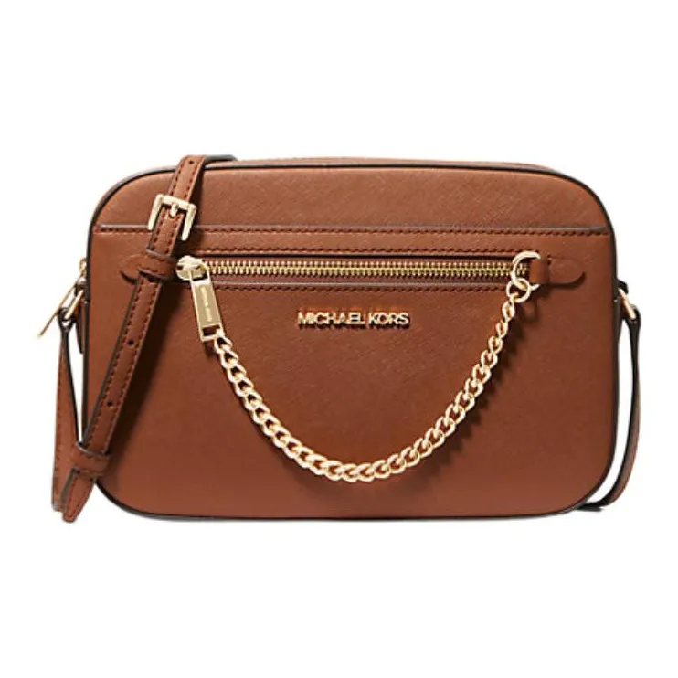 MICHAEL KORS Jet Set Saffiano Leather Shoulder Bag Crossbody Bag Large Size Women's Leather Brown-0