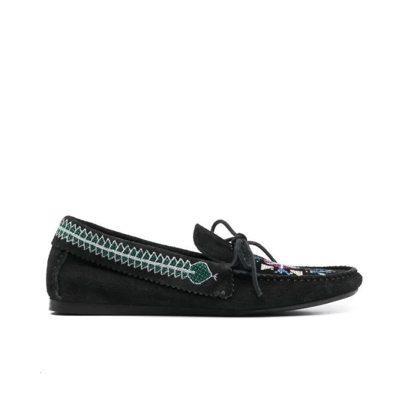 ISABEL MARANT Embroidered Suede Loafers-1