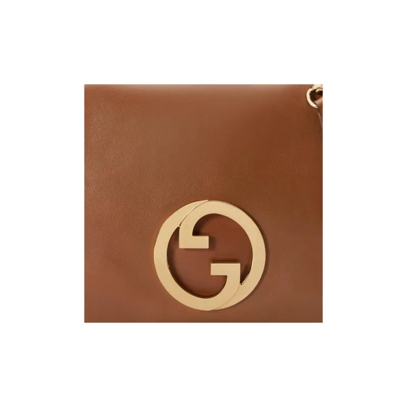 GUCCI Blondie Leather Saddle Bag Handbag, Shoulder Bag Medium Size Women's Brown-8