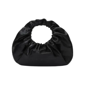 Alexander Wang Crackled Patent Leather One Shoulder Handbags Small Size Women's Black