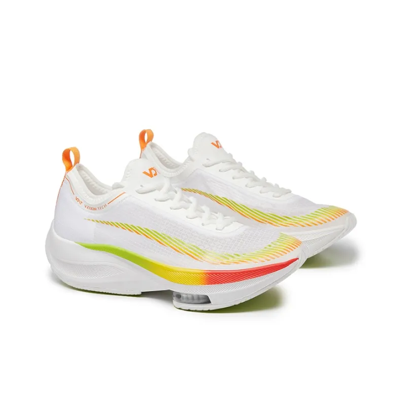 VOIT Cushioning Anti Slip And Wear Resistant Breathable Rebound Low Top Training Running Shoes Unisex White Rainbow-2
