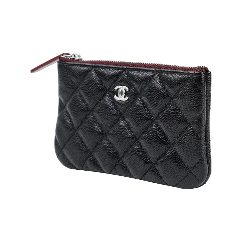 CHANEL Cow Leather Pouch Clutch Women's Black-1