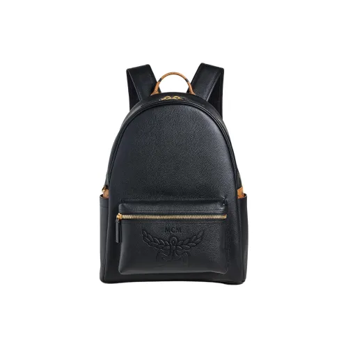 MCM Stark Visetos Embossed Leather Backpack Medium Size Men's Black