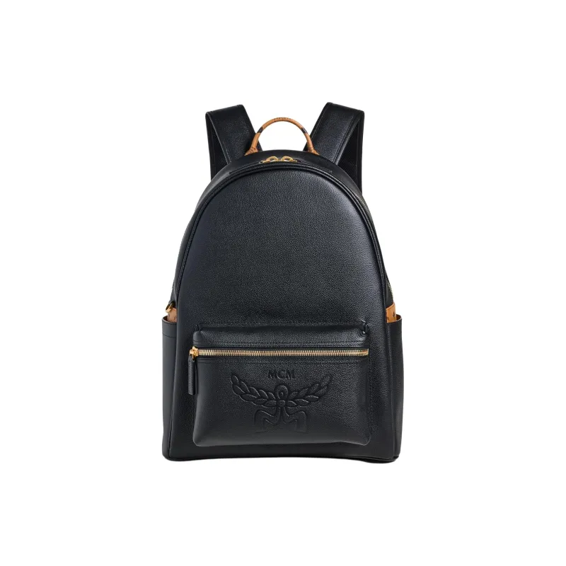 MCM Stark Visetos Embossed Leather Backpack Medium Size Men's Black-0
