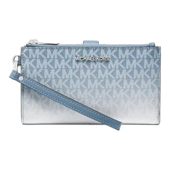 MICHAEL KORS Coated Canvas With Polyester Lining Wallet Large Size Women's Blue & White