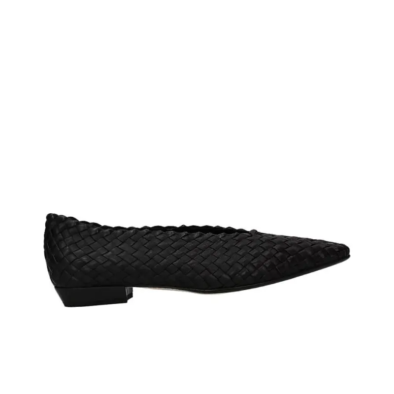 Bottega Veneta Almond Casual Single Shoes Low Heel Women's Black-3