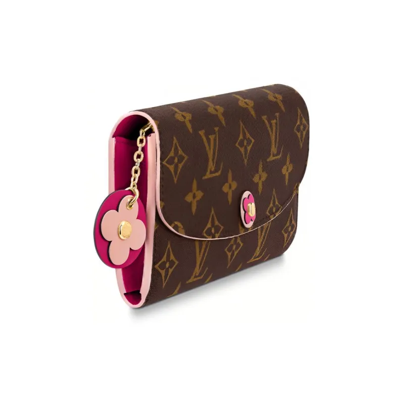 LOUIS VUITTON Emilie Canvas Wallet Regular Women's Plum Pink-1