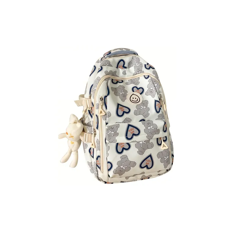 TANGCOOL Nylon Backpack Medium Size Unisex Light Purple/Light Blue/Black/Pink-13