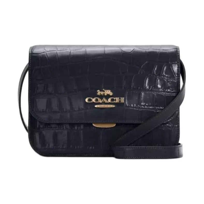 COACH Brynn Crocodile Pattern Leather Crossbody Bag Medium Size Women's Dark Blue-0