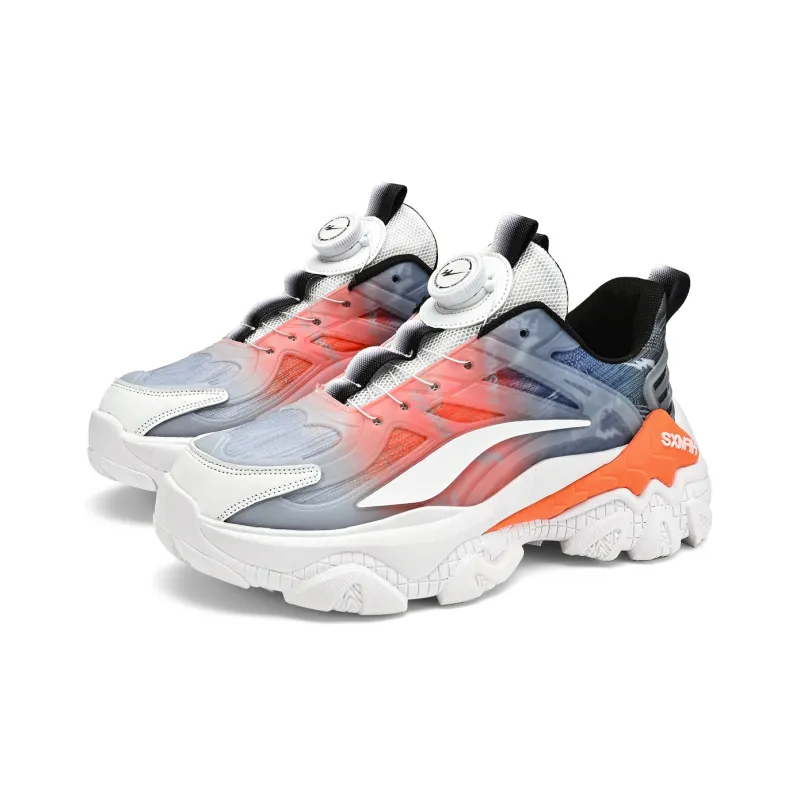 Binary Low Top Chunky Sneakers Men's Gray Orange-2