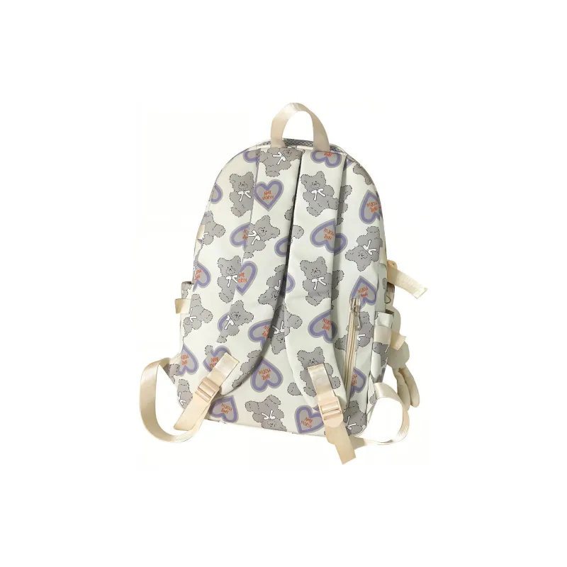 TANGCOOL Nylon Backpack Medium Size Unisex Light Purple/Light Blue/Black/Pink-4