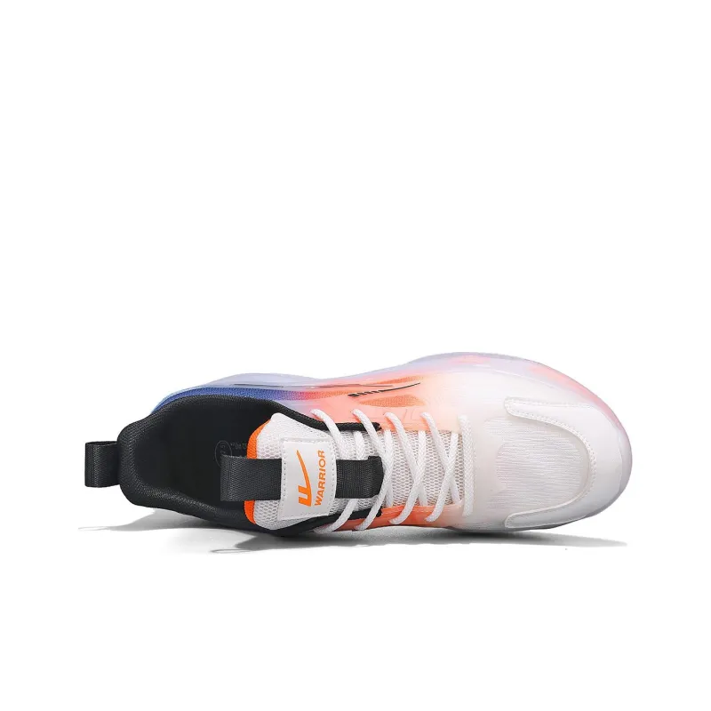 Warrior Cushioned Wear Resistant Breathable Lightweight Low Top Running Shoes Men's White Royal Blue Orange Black-2