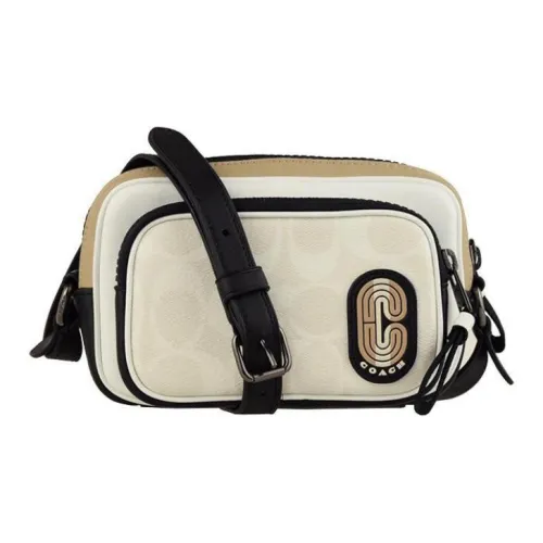 COACH Edge Canvas With Leather Camera Bag Shoulder Bag Crossbody Bag Mini Unisex White