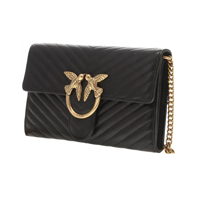 PINKO Sheepskin Swallow Bag Crossbody Bag, Shoulder Bag Women's Black/Black Gold-1