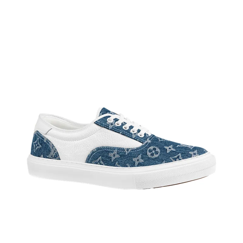 LOUIS VUITTON Trocadero Low Top Stylish Skateboarding Shoes Men's White Blue-1